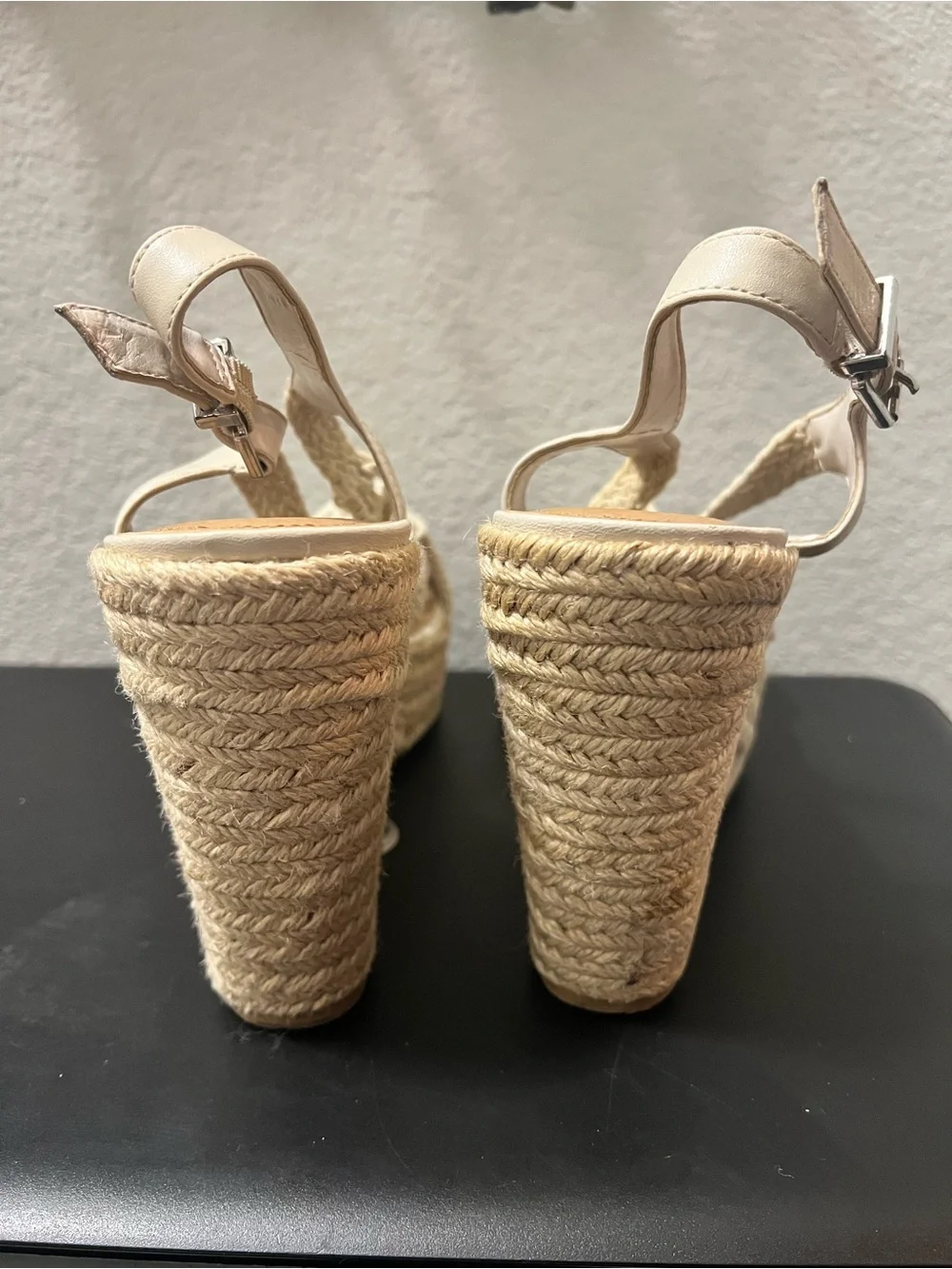Gianni Bini Neutral Cream Braided Espadrille Wedge Sandals